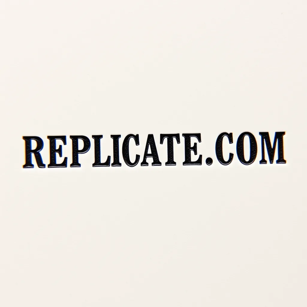 Photograph of letterpress serif type on thick rough creamy paper saying 'REPLICATE.COM'